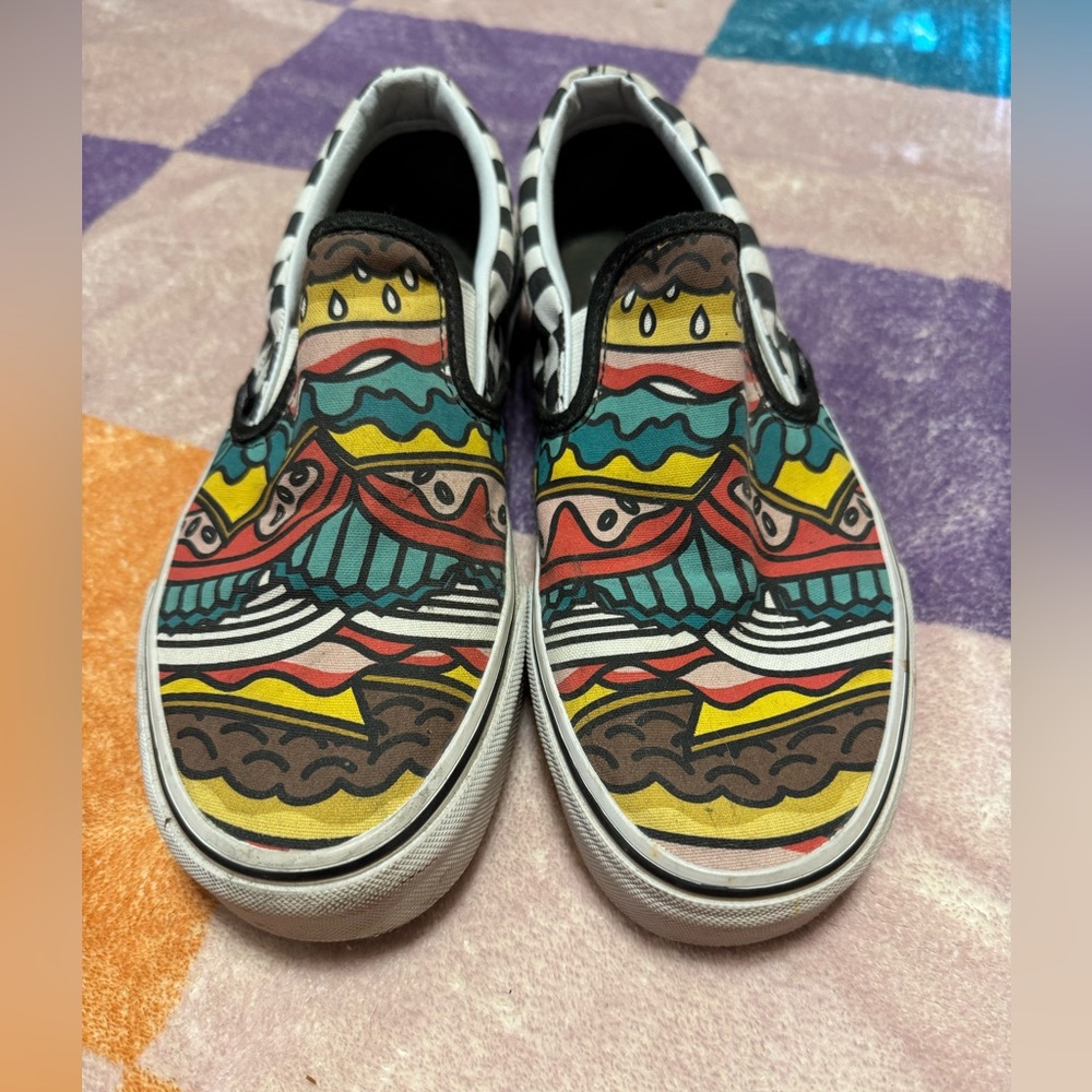 Vans Slip ons Cheeseburger print